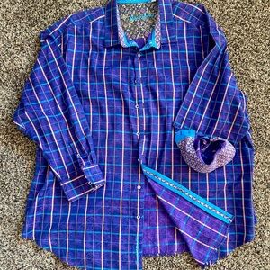 Robert Graham Purple and Blue Checkered Shirt